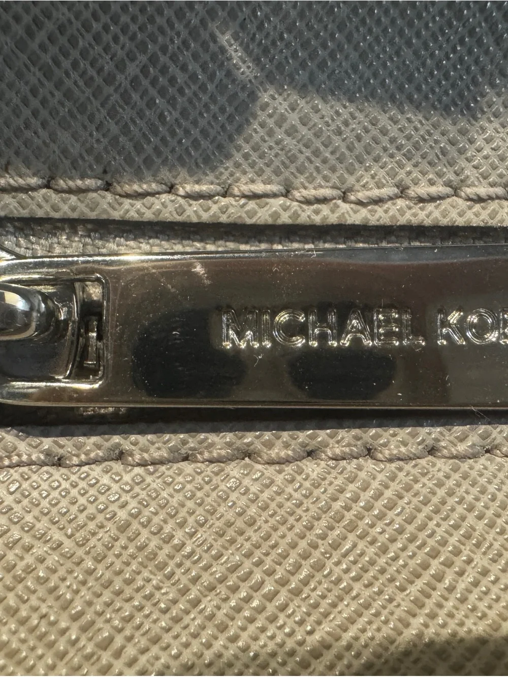 Michael Kors Light Gray Saffiano Leather Satchel with MK Charm